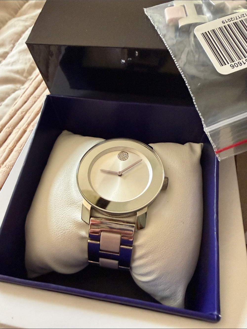 Movado Bold Women's Silver and Rose Gold-Tone Bracelet Watch
